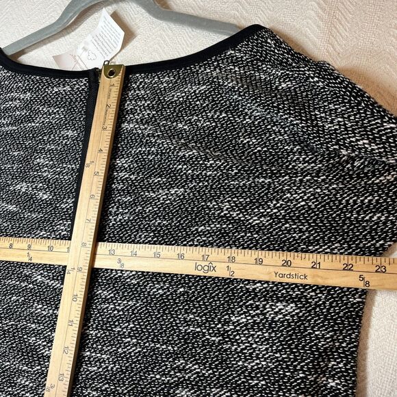 Soft Surroundings Knit Top Womens Large White Black Scoop Neck Marled Back Zip - Picture 12 of 12
